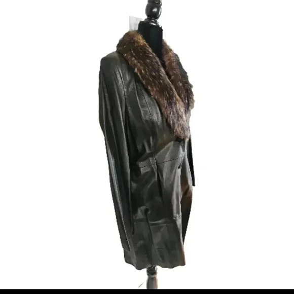 Wilson Leather Women's Black Pelle Studio Vinatge Faux Fur Trim Jacket M - Picture 3 of 13